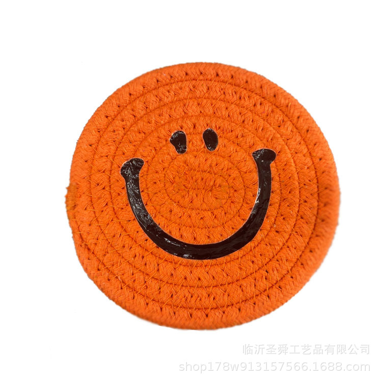 Ins expresión facial placemat hilo de algodón Smiley cara Coaster Bowl Mat estilo japonés casa Coaster aislamiento pad decoración foto apoyos