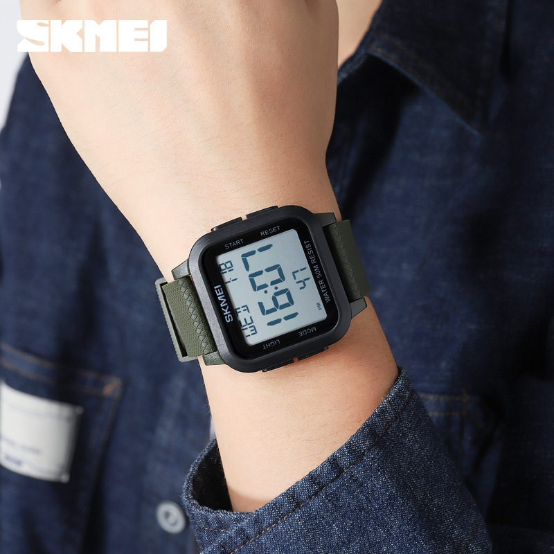 Skmei reloj electrónico deportivo multifuncional al aire libre reloj de estudiante casual de moda simple impermeable para hombres