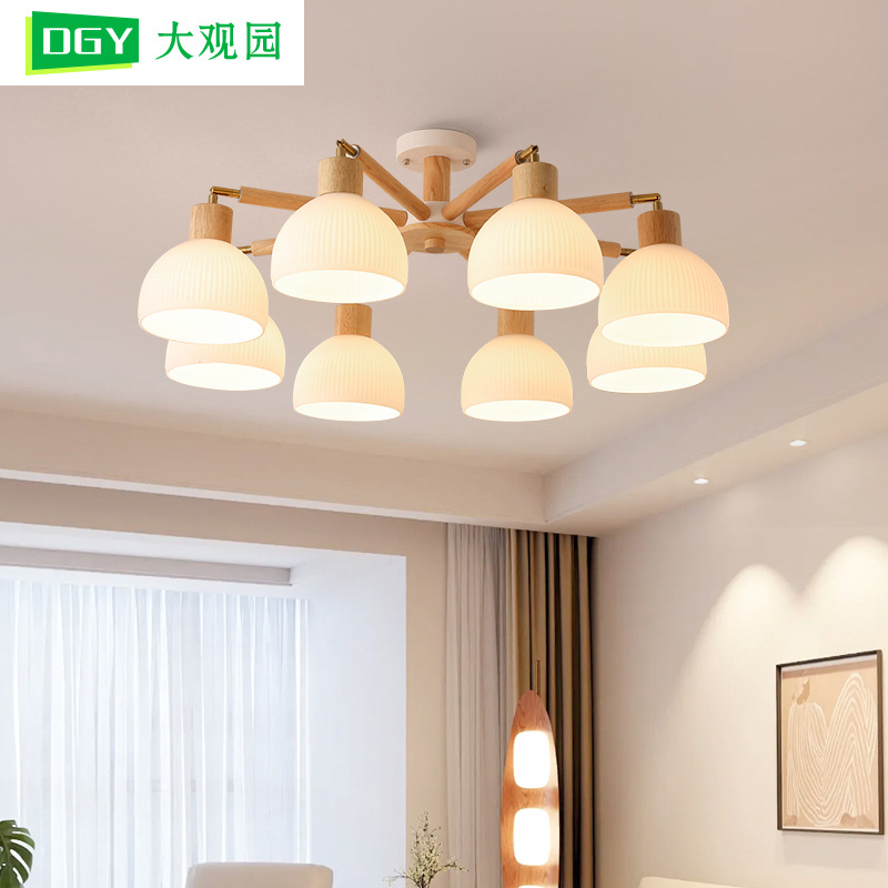 lámpara de sala de estar nórdica dormitorio luz de techo espectral de protección de ojos lámpara de habitación de viento crema lámpara de luz japonesa lámpara de tronco lámpara 176L