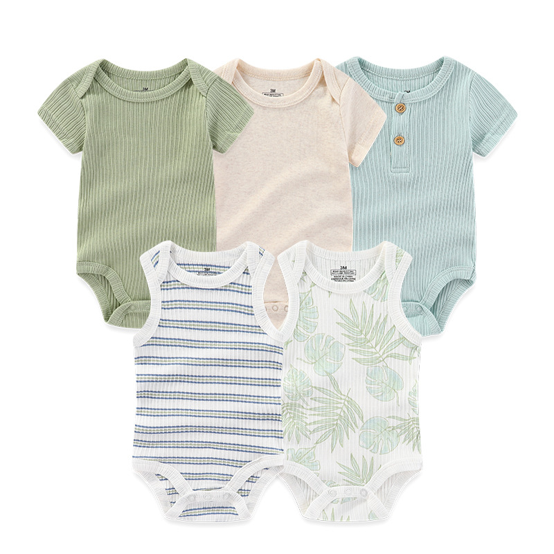 BDS5252-라이트그린 라운드넥 5종세트