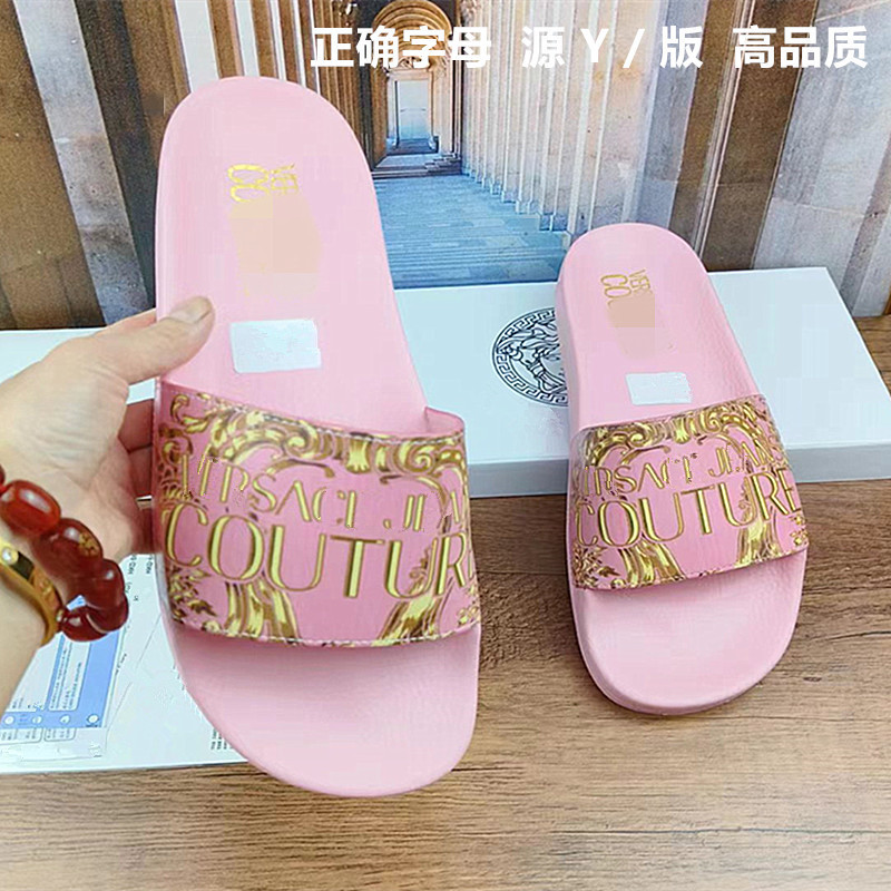 Medusa Slippers with Letter Print and Avatar, Flat Pink Flip-Flops, Summer, Cambodia, Phnom Penh, Vietnam Cross-Border