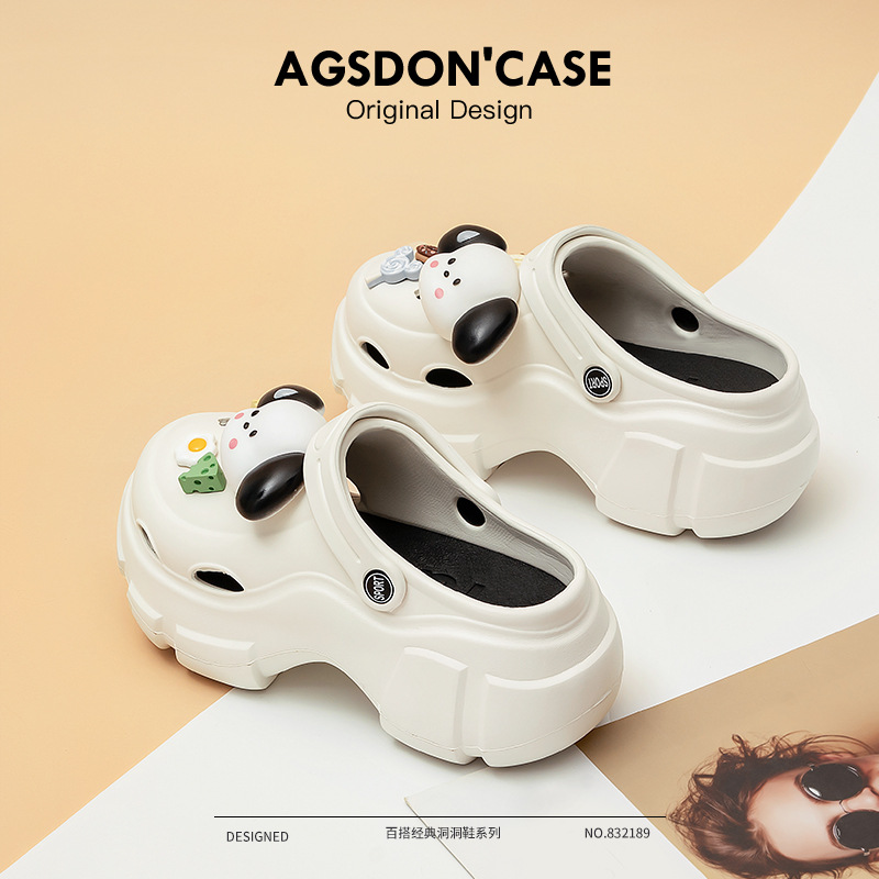 Augustion zapatos con agujeros de suela gruesa para mujer 2025 ropa de verano nueva playa con suela suave, sandalias y pantuflas de eva