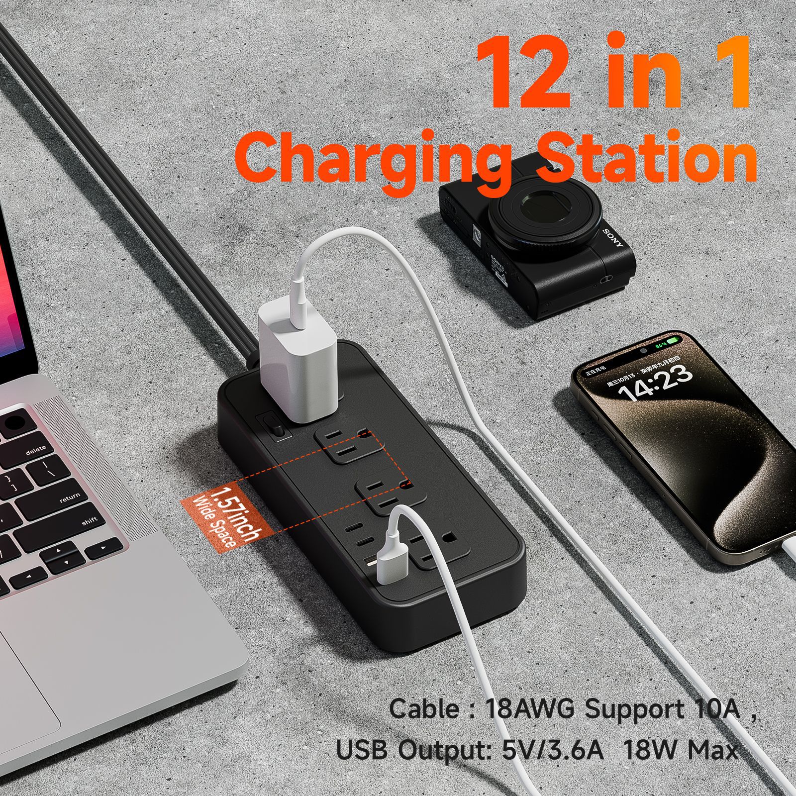 跨境爆款USB-A/USB-C多口插线板PC-33美规插座家用超薄插头排插