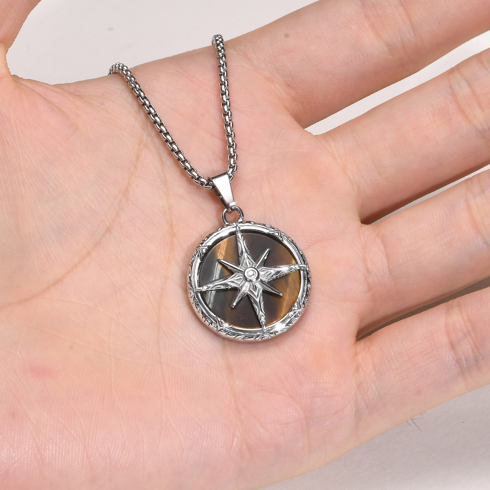 11g Weight Pendant Jewelry Making Type 304 Stainless Steel Chain Material 1 Piece Quantity Daily, Street Occasion 304 Stainless Steel Material Eight awn star Pattern All Seasons Season Men's Gender Hip-Hop, Streetwear Style Hip-Hop Streetwear Eight Awn Star 304 Stainless Steel Men's Men Pendant Necklaces 4