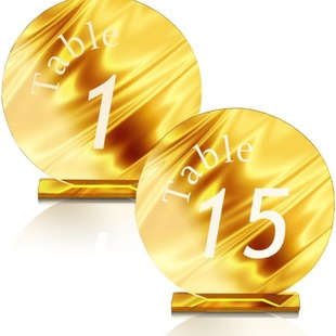Acrylic Gold Wedding Table Numbers, Mirrored Desktop Number Signs for Wedding Banquet Party, Colors Available