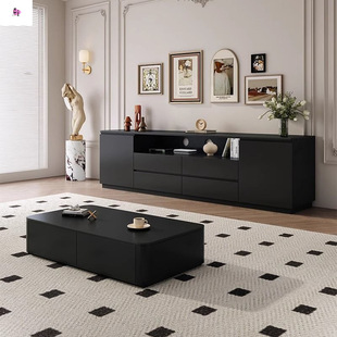 Solid Wood Slate Tv Cabinet Black Modern Minimalist Living Room Small Apartment Bedroom Storage Floor Cabinet High Tv Cabinet