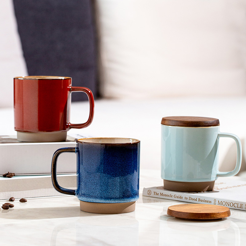 Taza de oficina Tao Run Hui, taza de café artesanal estilo retro, taza creativa y única, cerámica al por mayor de fábrica