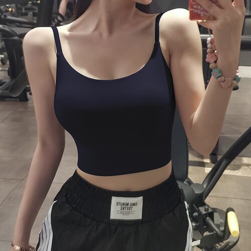New summer yoga strap tank top, shock-proof running & fitness bra, stylish back-supporting sports underwear with chest pads, for women