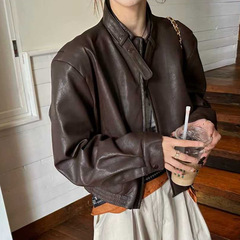2025立领皮衣外套女酷飒风2025秋季新款气质高级感炸街机车皮夹克