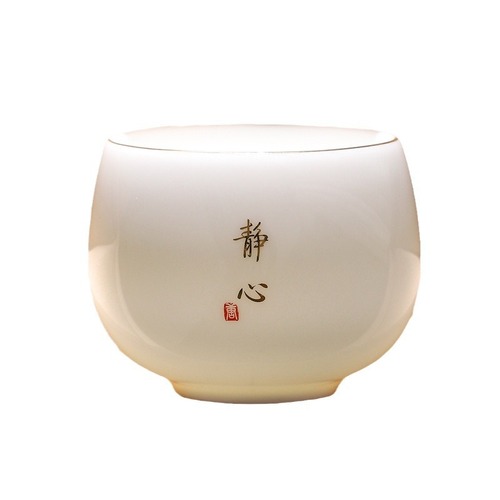 Ceramic master cup single cup mutton fat jade white porcelain tea set tea cup household tea cup hundreds of surnames private custom logo