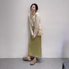 2025秋季新款韩系慵懒风镂空长袖针织开衫女气质上衣百搭半身裙