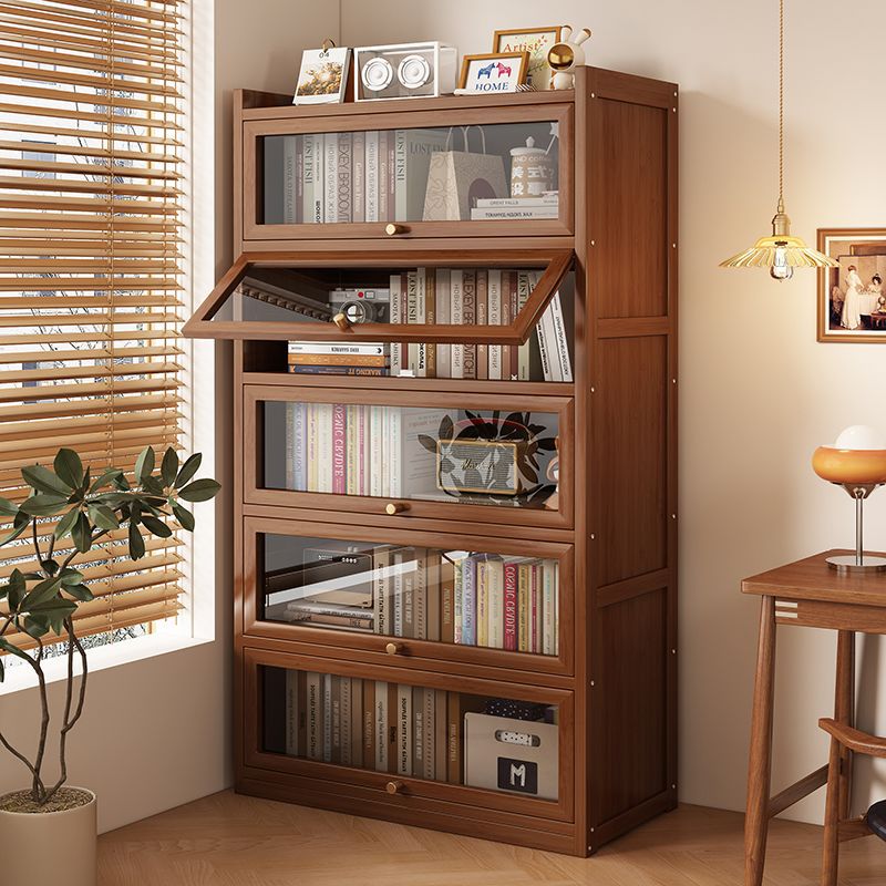 Bookshelf Storage Rack Floor-Standing Simple Household Bookcase with Door Dust-Proof Storage Cabinet Office Storage Cabinet File Cabinet 4