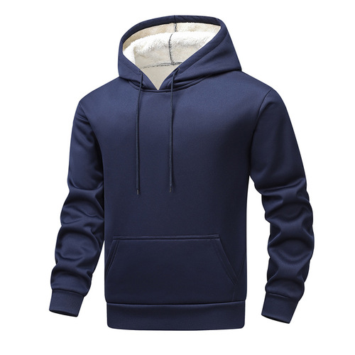 Euro-sized hooded hooded hoodie men's solid color loose casual sports coat with velvet thick couple's top