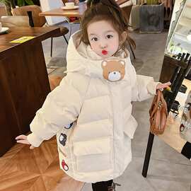 女童羽绒服冬季2025新款中长款洋气宝宝棉衣冬装外套儿童棉服