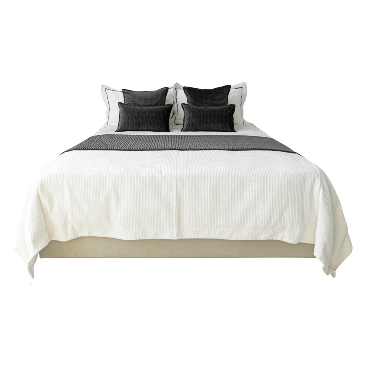 Gray suede pleated hotel bedding set modern minimalist model room bed runner bed tail towel bed & breakfast pillow cushion
