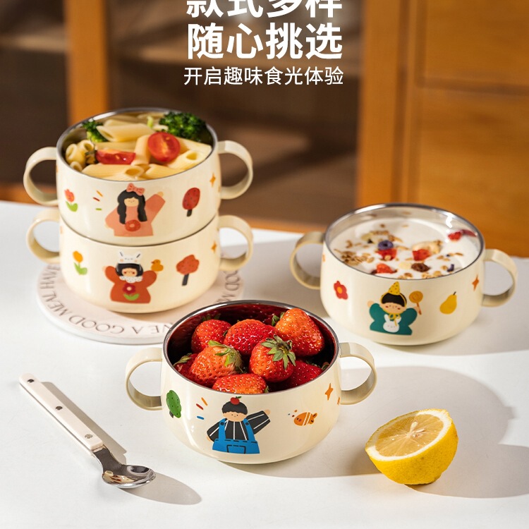 MTOY 3 人家族子供用ライスボウル 316L ステンレス鋼食器赤ちゃんが食べるための特別な落下防止フードボウル|undefined