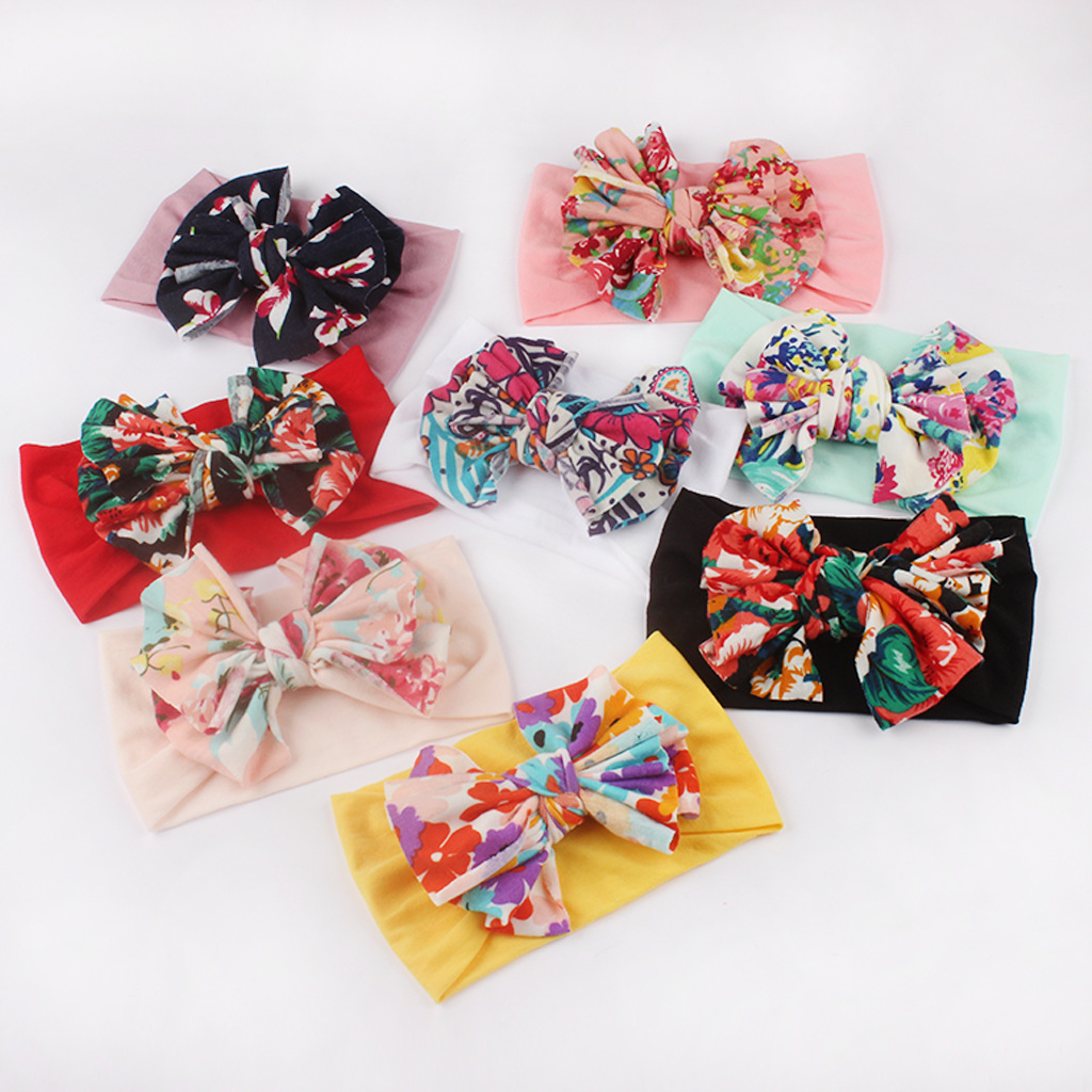 Fashion Bow Knot Nylon Printing Hair Band display picture 5