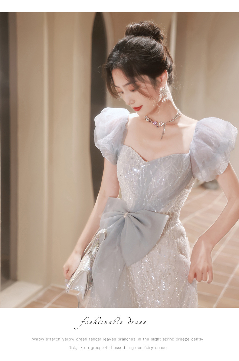 Đầm dạ hội cao cấp nữ thiết kế sang trọng, phù hợp sinh nhật, đám cưới, dẫn chương trình — Màu xanh lam chi tiết 13