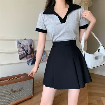 Summer 2024 New Short Horse-faced Element Skirt Women's Pleated Skirt Slimming High Waist Anti-glare All-match Short Skirt - ShopShipShake