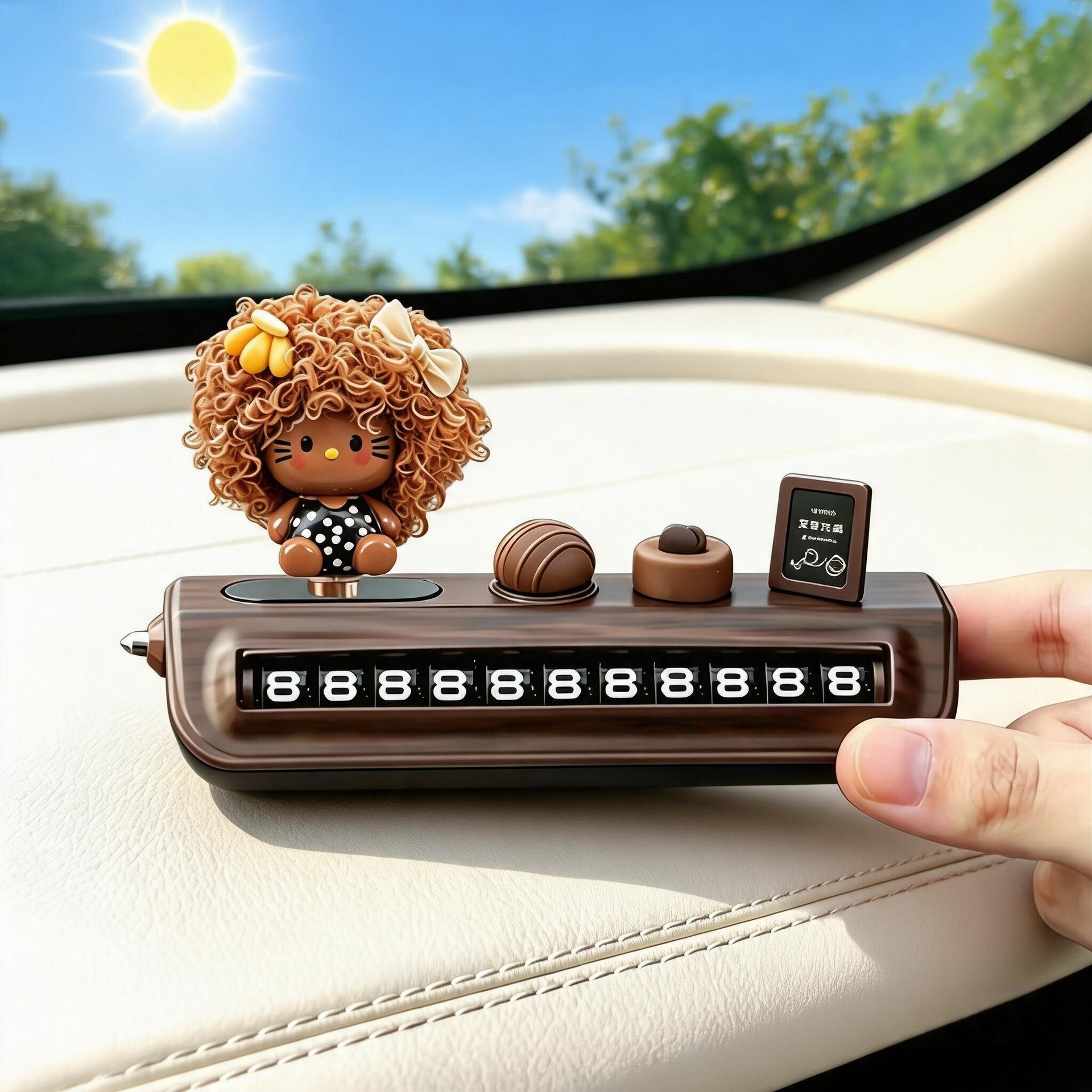 2026 New Model Kitty Temporary Parking Number Plate for Moving Car, Phone Number Sign for Car, Cute for Women