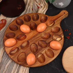 Cross -border wooden grid fixing egg frame Creative wooden polygen kitchen stored egg bracket display tray