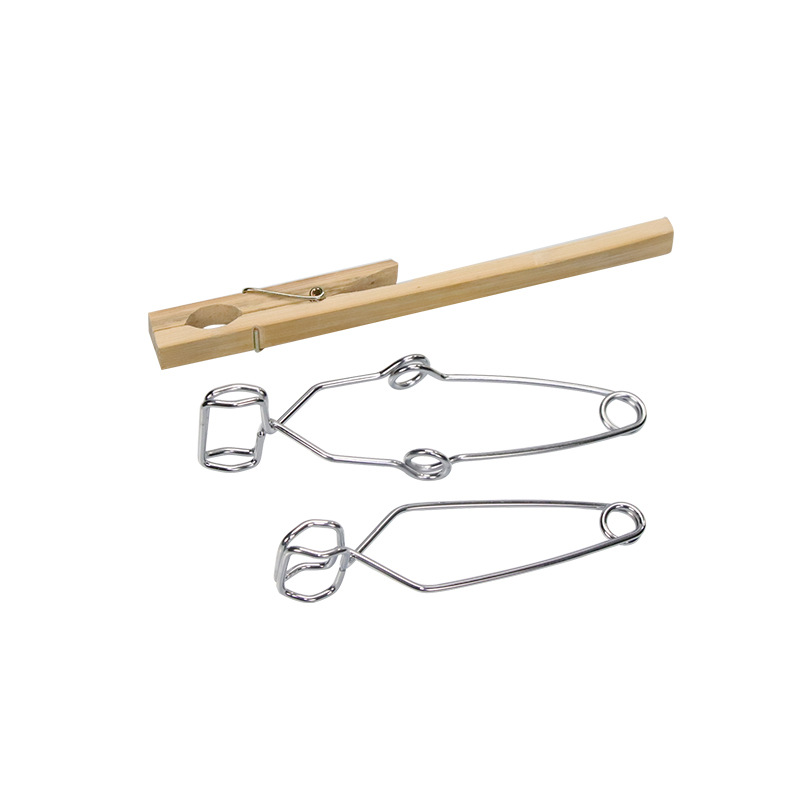 Laboratory chrome-plated steel wire test tube clip wooden glass test tube clip wooden clip bamboo test tube clip