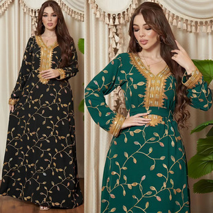 3739 Gurbang Festival Arab Dubai Foreign Trade Embroidered Applique dress Muslim Party Dinner Robe