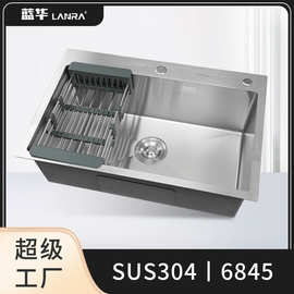厂家6845不锈钢水槽单槽304厨房台上台下洗菜盆洗碗盆水槽单槽
