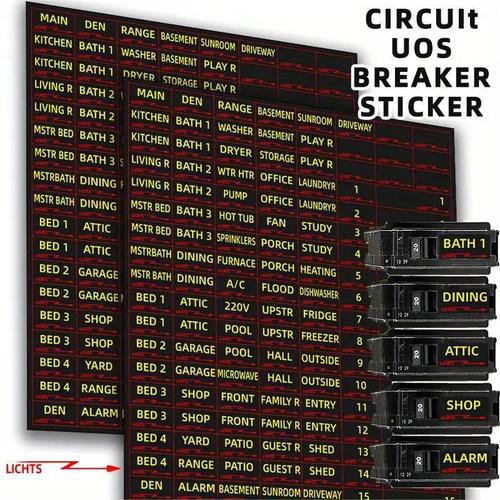 1 sheet/package, 129 pieces/sheet, circuit breaker sticker fuse box identification reminder sticker prompt sticker for easy identification