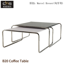 N5B20 Coffee table咖啡茶几中古风极简不锈钢管板面长方形套