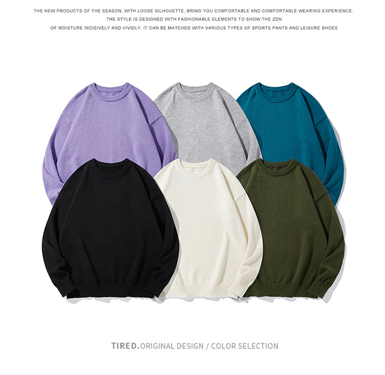 ​​Men's Round Neck Sweater - Lightweight Knit Pullover For Fall & Winter, Soft & Comfortable, Versatile Layering Piece_voghion.com
