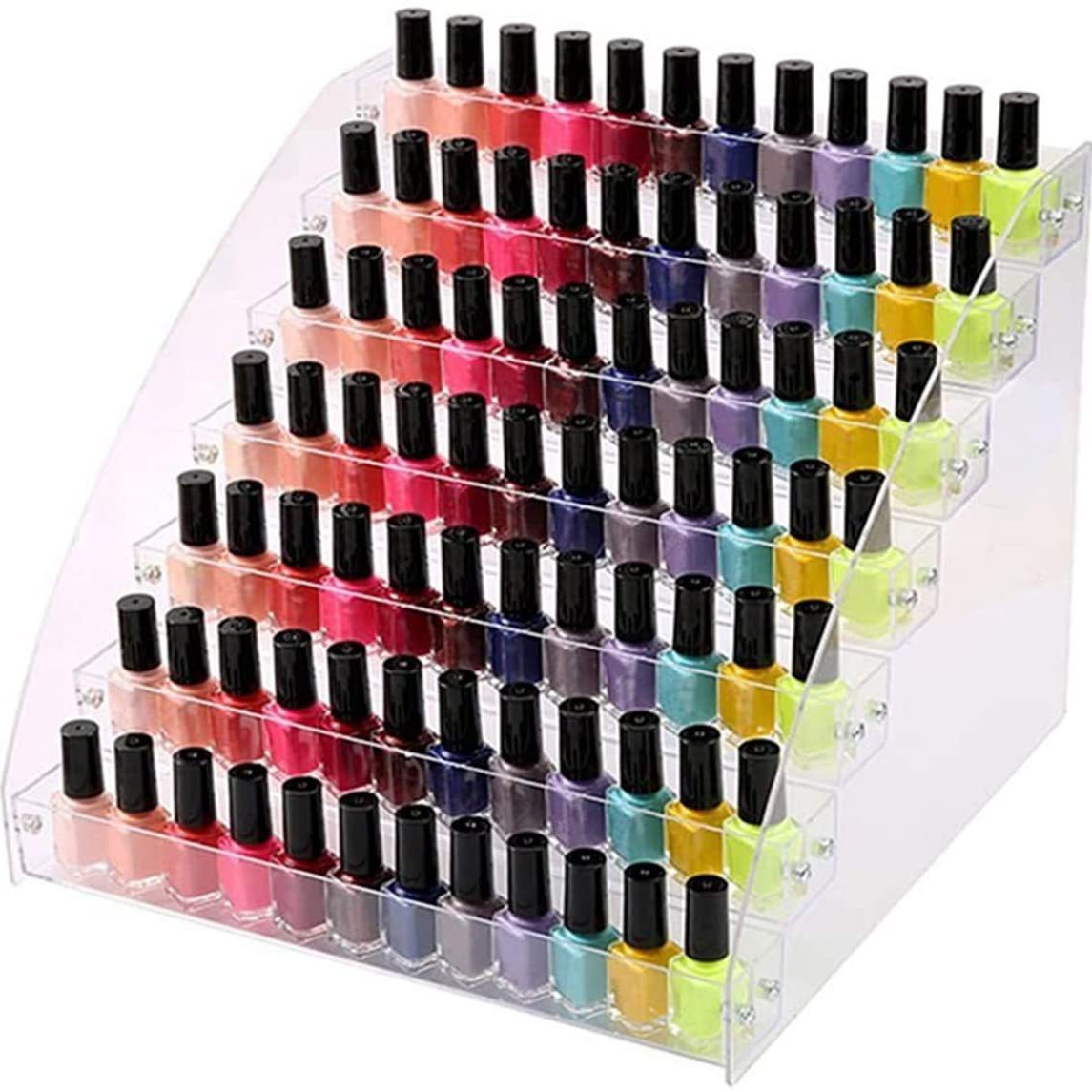 1-7 Layer Acrylic Nail Polish Storage Box Lipstick Display Stand Nail Salon Powder Cake Cosmetics Desktop Shelf Organizer