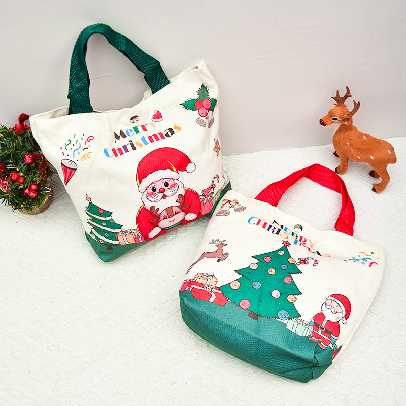 Bolsa de regalo de Navidad, caja de manzana de Nochebuena, caja de regalo para niños, dulces portátiles, lienzo, bolsa de manzana image 3