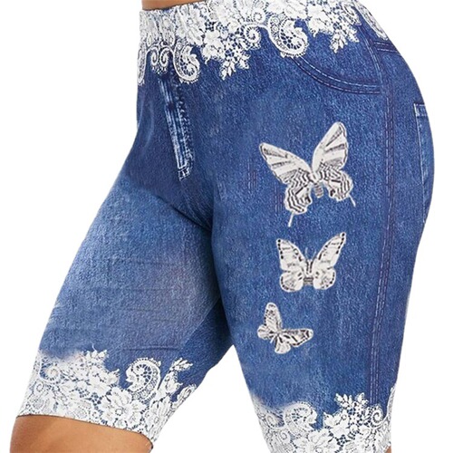 New Style High-Waist High-Elasticity Printed Butterfly Slimming Casual Yoga Leggings Shorts NS3058