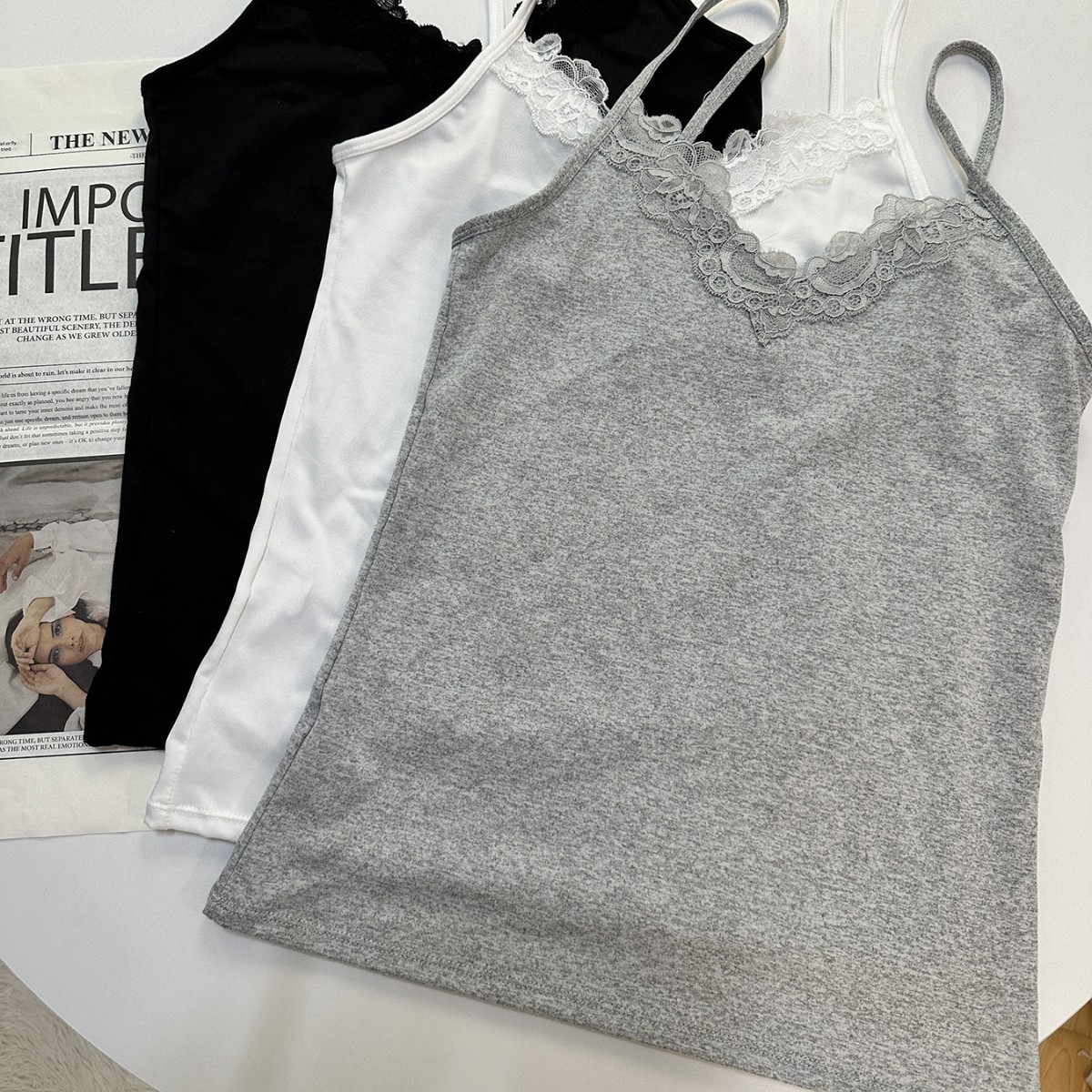 Cross-Border Lace V-Neck Camisole Plus Size Beautiful Back Tube Top Inner Wear Outer Wear Base Top Thin Foreign Trade