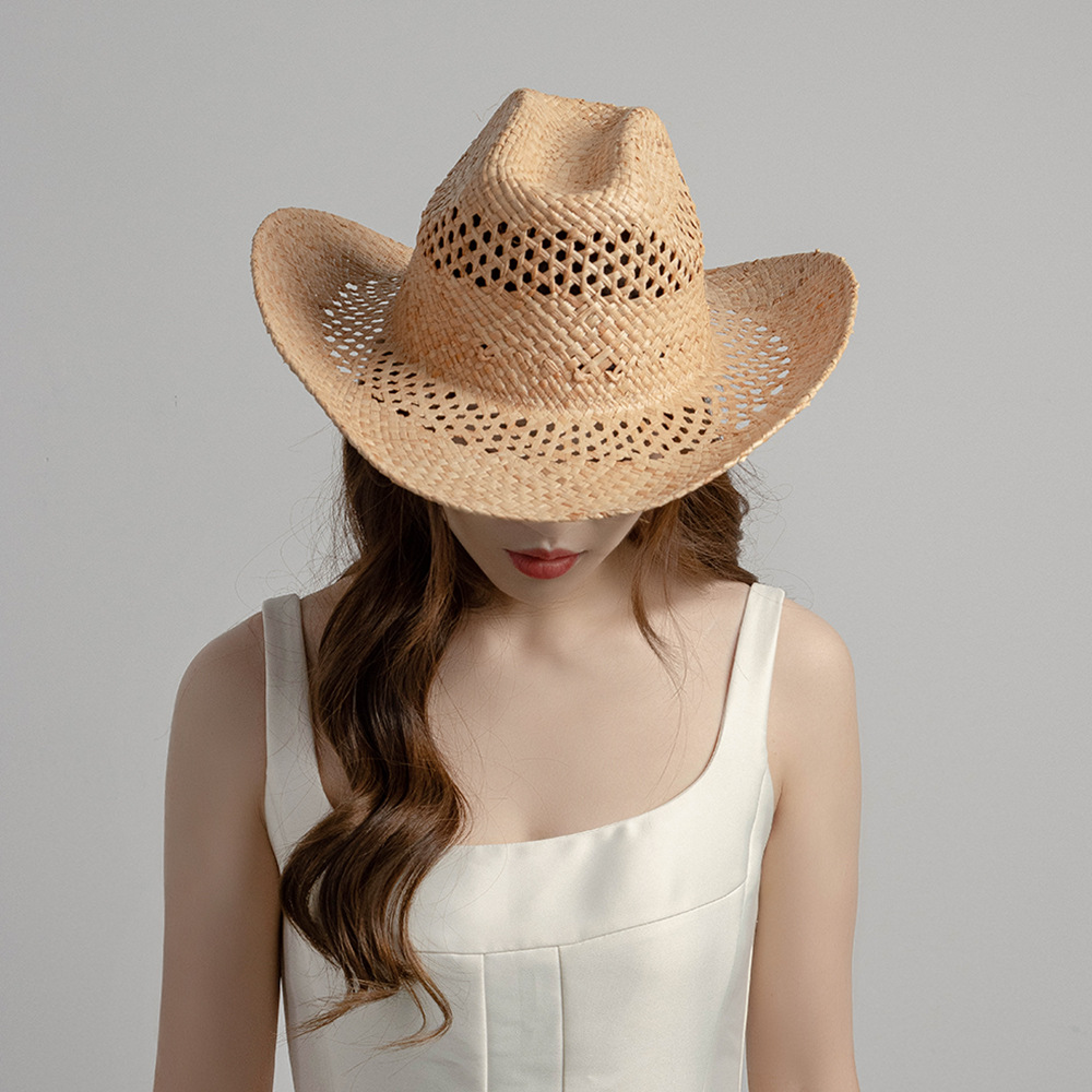 Cowboyhoed van gevlochten raffia stro voor dames en heren_voghion.com