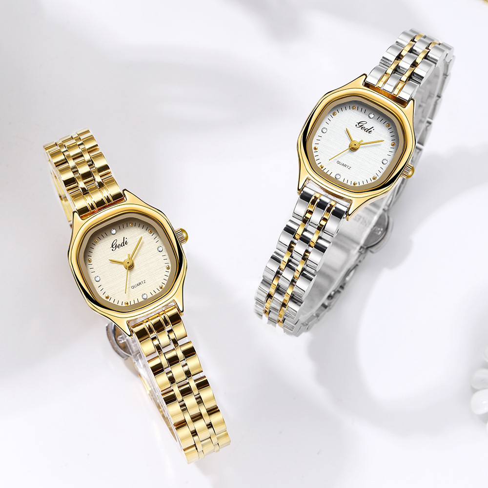 Gordie Fashion Compact Textured Niche High-End Feel Women's Stainless Steel Butterfly Double Push Button Waterproof_voghion.com