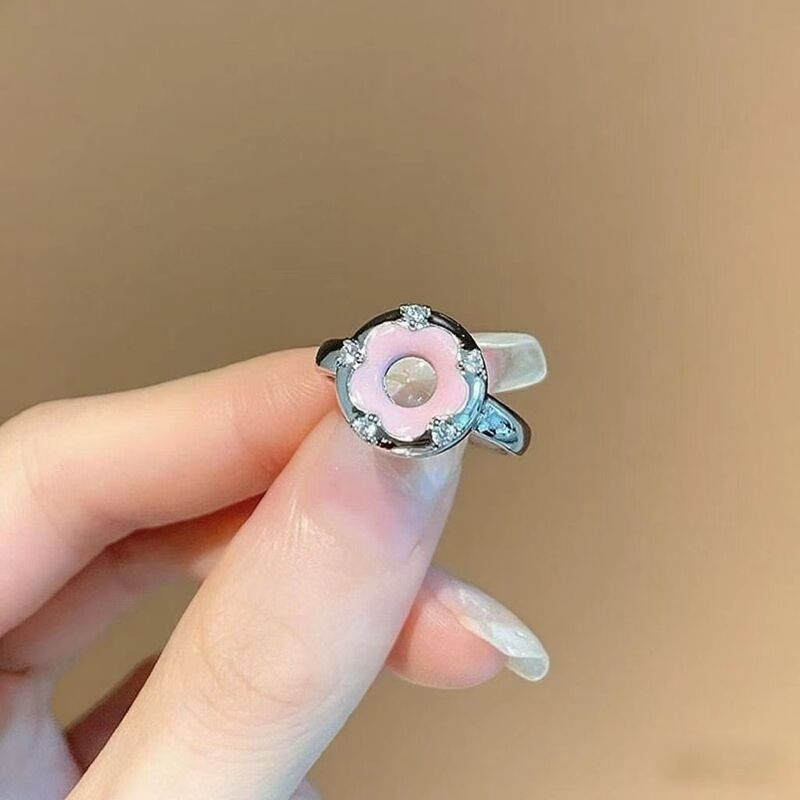 小众设计粉钻锆石甜美ins冷淡风高级感戒指女开口个性不规则爱心|undefined