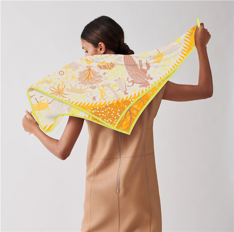 Scialle sottile da donna in twill di seta stampato in stile etnico, sciarpa alla moda per la mamma, sciarpa quadrata_voghion.com