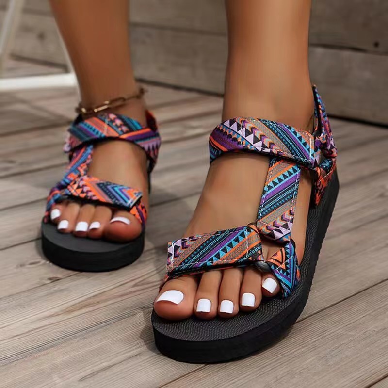 Women's Casual Vacation Color Block Round Toe Beach Sandals display picture 1
