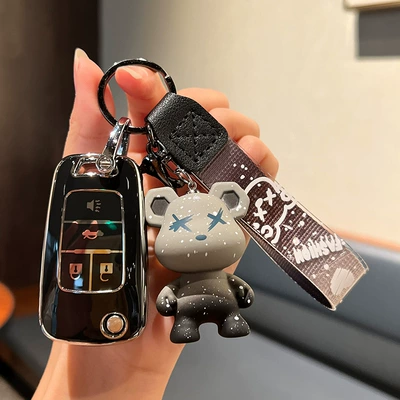 Chuangku Cruze Sail Car — Car key bag - chevrolet-c-old-model-single-shell-black-gray-violent-bear-pendant