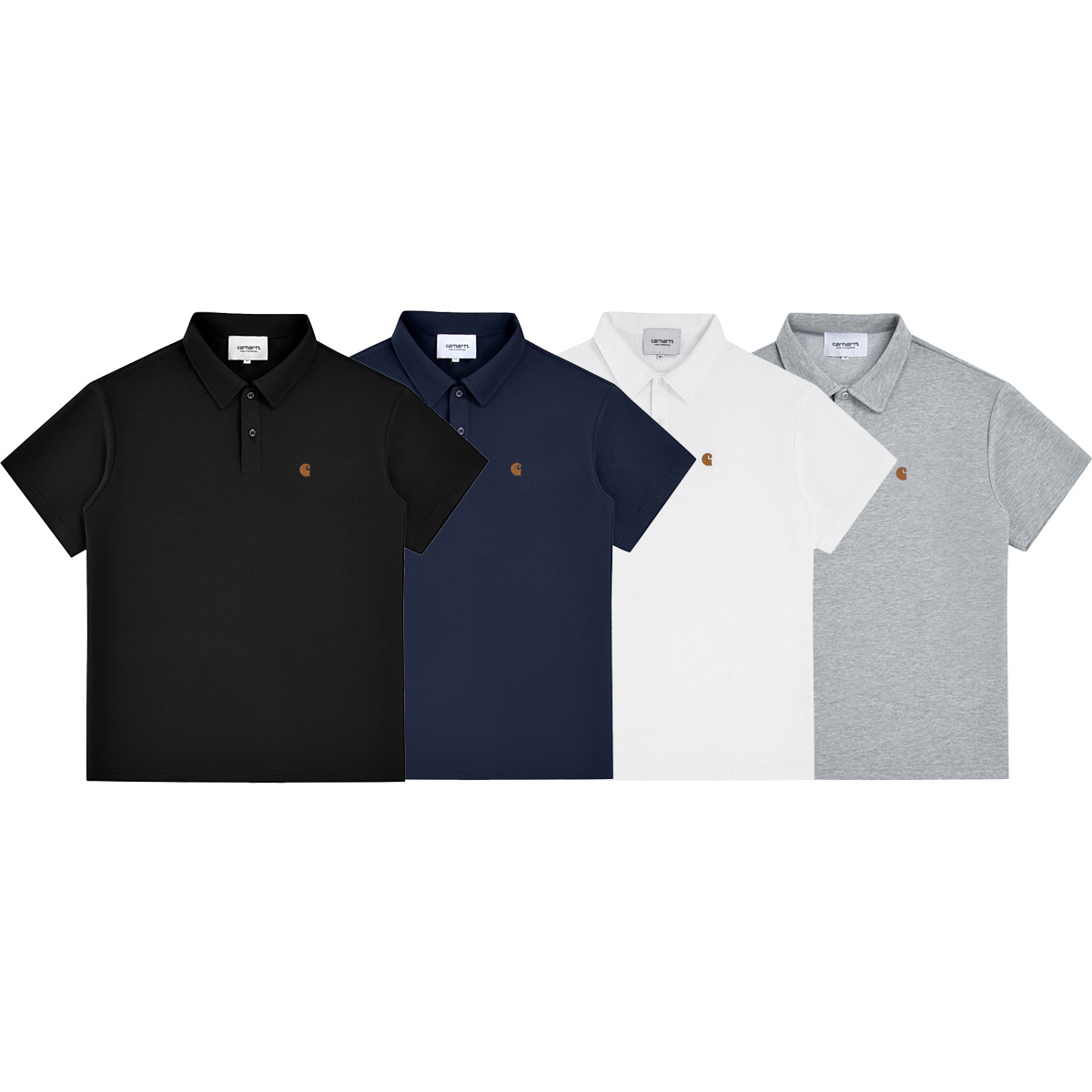 Cross-Border Carhartt New Carhartt Polo Shirt Logo Small Label Embroider Men's Casual Fashion Loose Short Sleeves