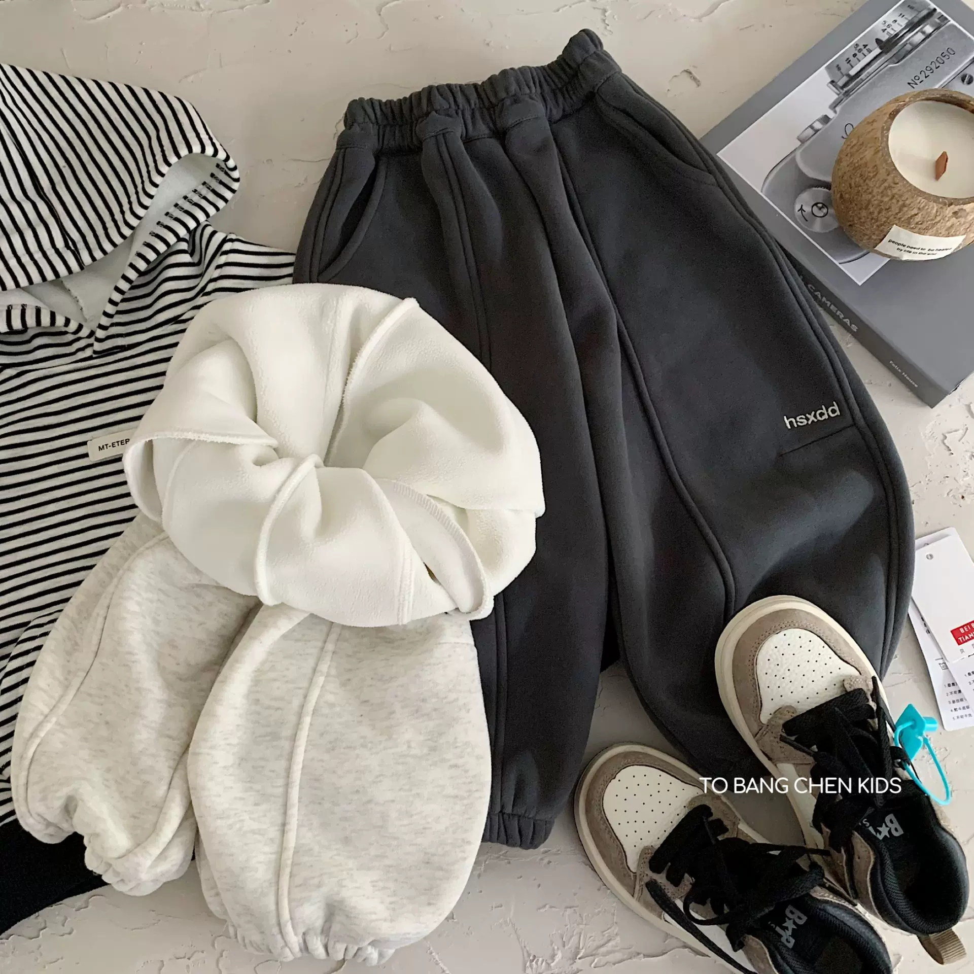 邦诚儿童加绒裤子2025冬季新款男女童刺绣卫裤宝宝加厚冬装长裤潮