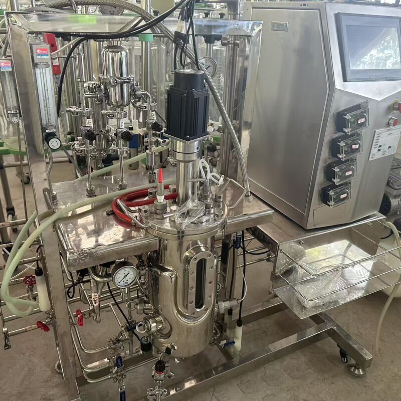 Second-Hand 10-Liter Microbial Fermentation Tank with Electrodes, Water Chiller, Air Compressor, Steam Generator