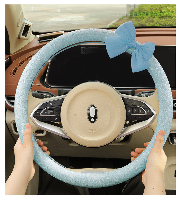 New Car Steering Wheel Cover for All Seasons and Summer, Non-Slip, Universal Fashionable Lace Female Cute Handlebar Cover, Cross-Border Supply