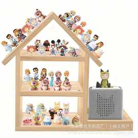 木质手办娃娃收纳架壁挂式磁性乐高盲盒展示架墙面装饰音响玩具架
