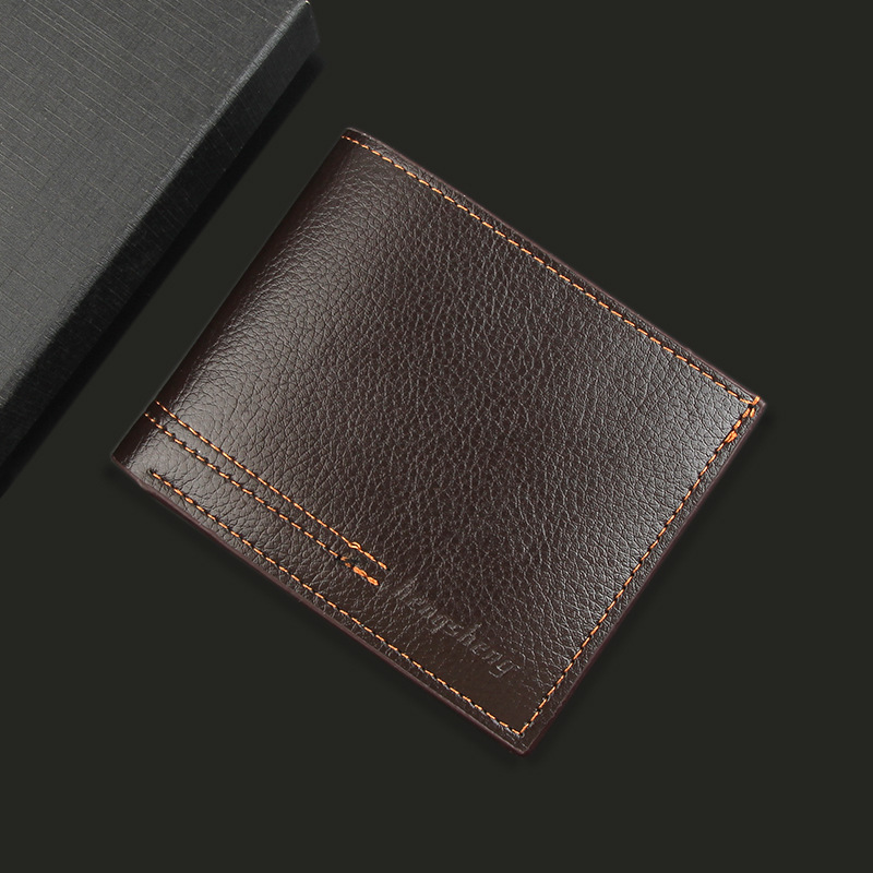 Men's Short Wallet Business Open Mouth Soft Leather Card Holder Simple Fashion Solid Color Multi-Card Slot Cross-Border Foreign Trade USD Holder