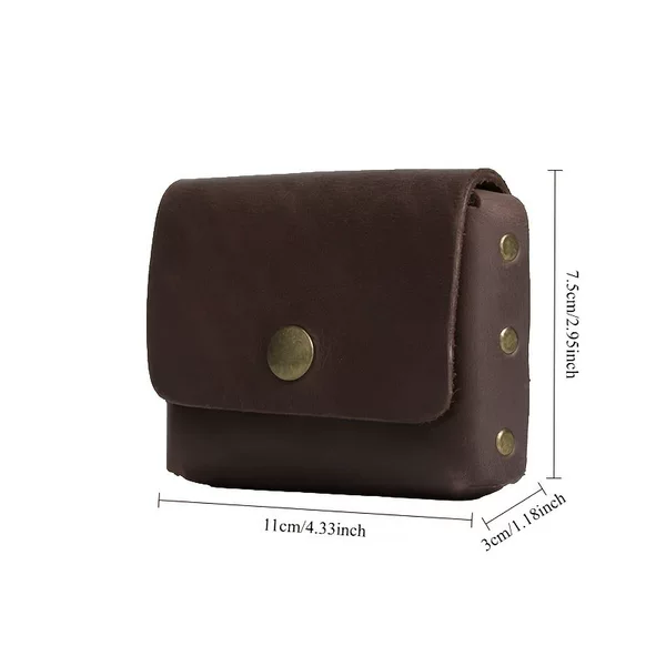 Amazon same style thick leather horizontal waist bag, retro men's travel card and money storage belt wallet