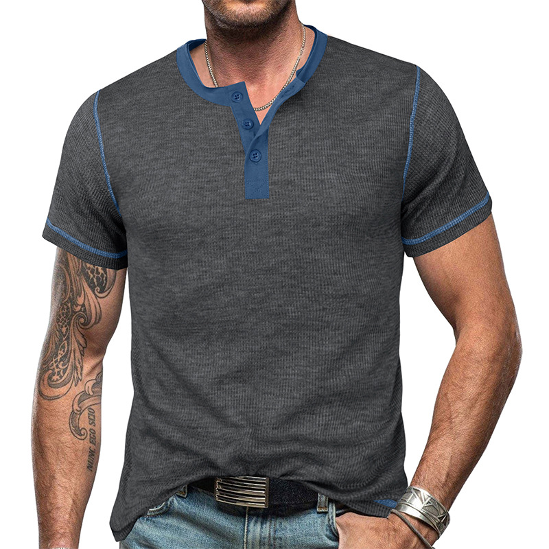 Men's Solid Color Patchwork T-shirt Men's Clothing display picture 48
