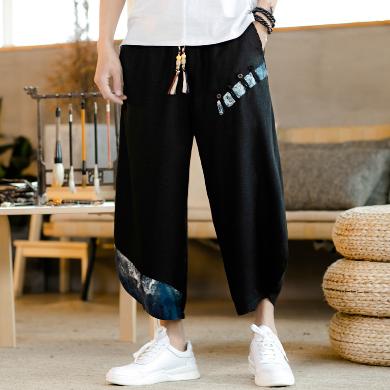 2029 Summer New Linen Men's Cropped Pants Cotton-Linen Chinese Style Men's Slim-Fit Harem Pants Thin Shorts 2029 Summer New Linen Men's Cropped Pants Cotton-Linen Chinese Style Men's Slim-Fit Harem Pants Thin Shorts